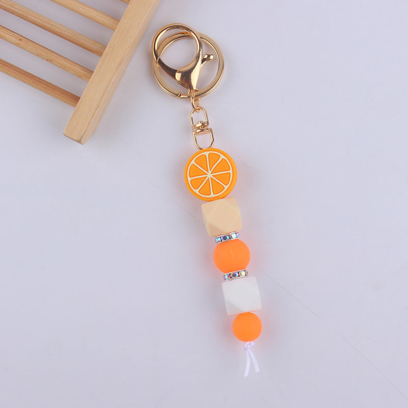 Cartoon Fruit Silicone Bead Keychain Food Charm Variety 11
