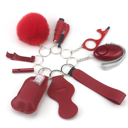 Outdoor Self Defense Alarm Whistle Pompom Keychain 10 Pack 13