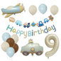 Retro Police Car and Airplane Foil Balloons Birthday Party Set 12