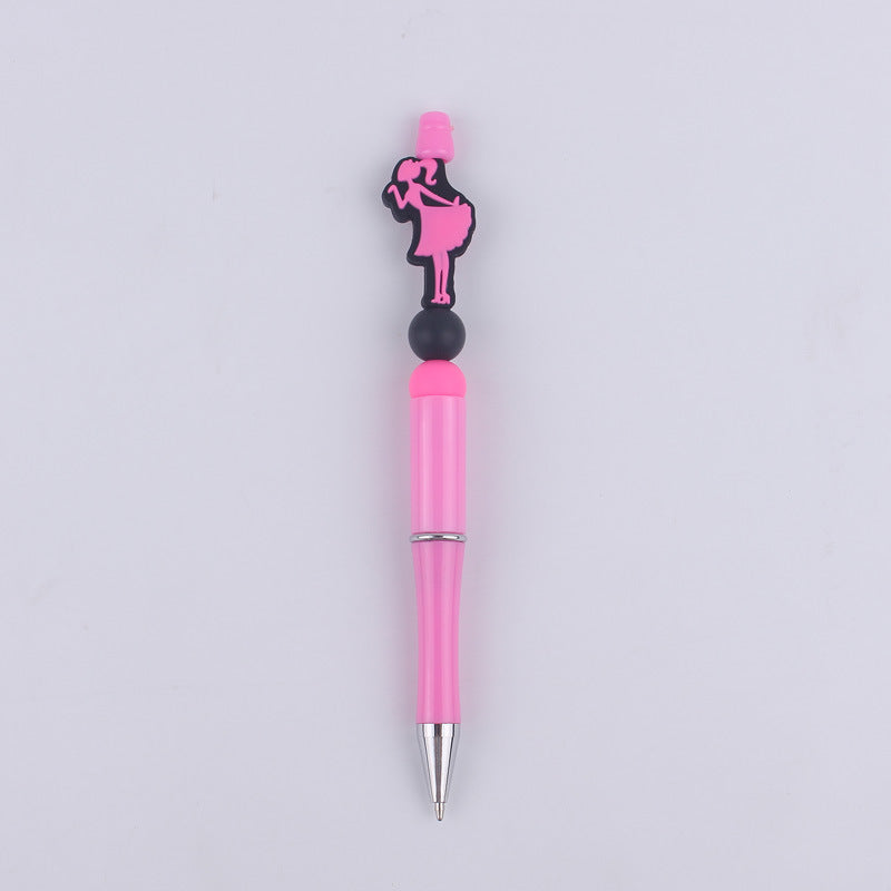 Pink Heart Silicone Beaded Pens Handmade Novelty Office School Gift 24