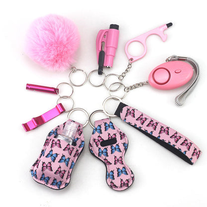 Outdoor Self Defense Alarm Whistle Pompom Keychain 10 Pack 26