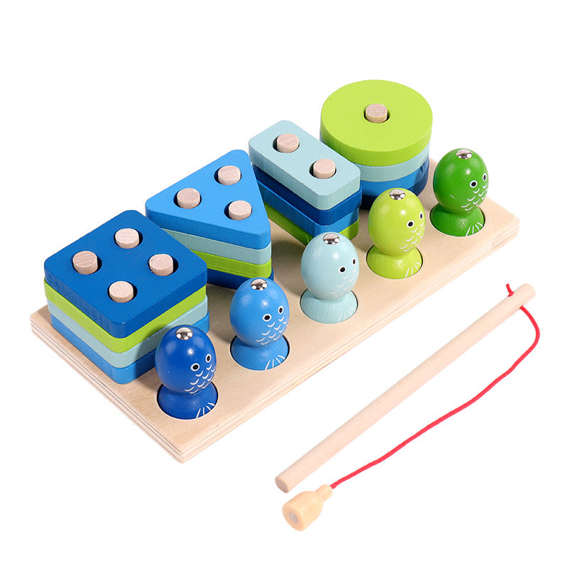Wooden Magnetic Fishing Building Blocks Montessori Toys 5