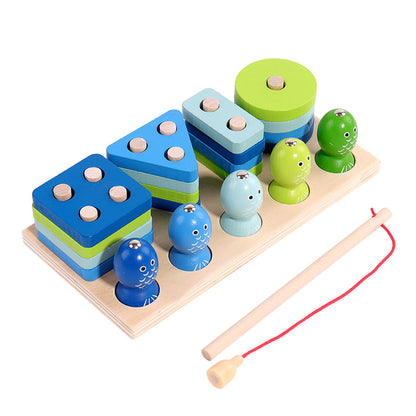Wooden Magnetic Fishing Building Blocks Montessori Toys 5