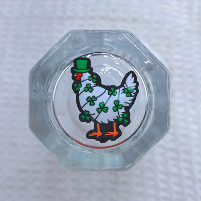 20Pcs Silicone Focal Beads Lucky Grass Rainbow Pot Drum and Hen Design 8