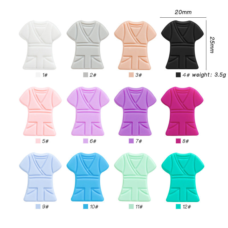 10pcs Silicone Focal Beads Cloth Shirt Shape with Belt Detail 2
