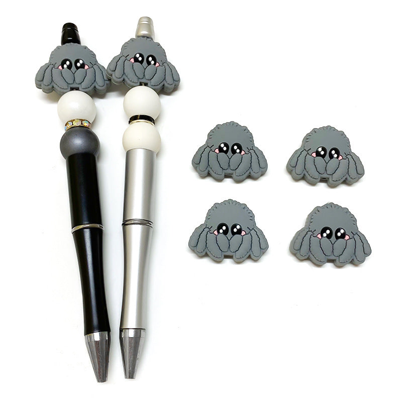 20Pcs Silicone Focal Beads Octopus Fish Front Facing Grey Design 3