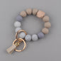 Leather PU Tassel Silicone Bead Wristlet Keychain Small Size 10