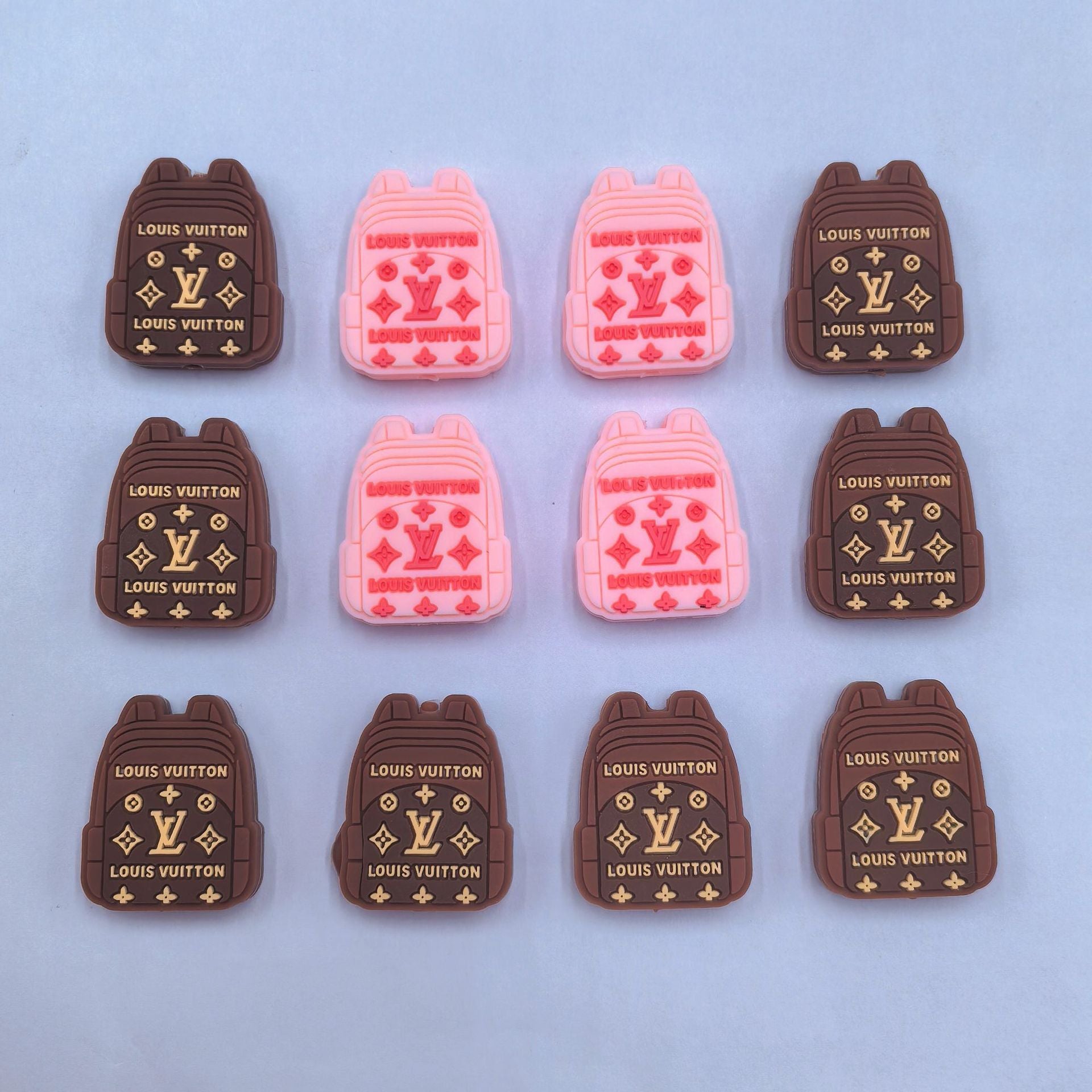 20Pcs Silicone Focal Beads Brown Pink Backpack Design 5