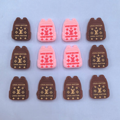 20Pcs Silicone Focal Beads Brown Pink Backpack Design 5