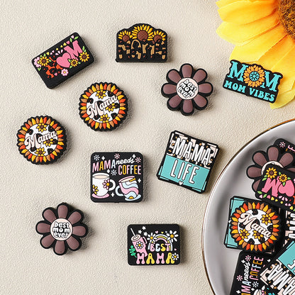 Silicone Focal Beads Mom Life Alphabet Floral Designs Variety