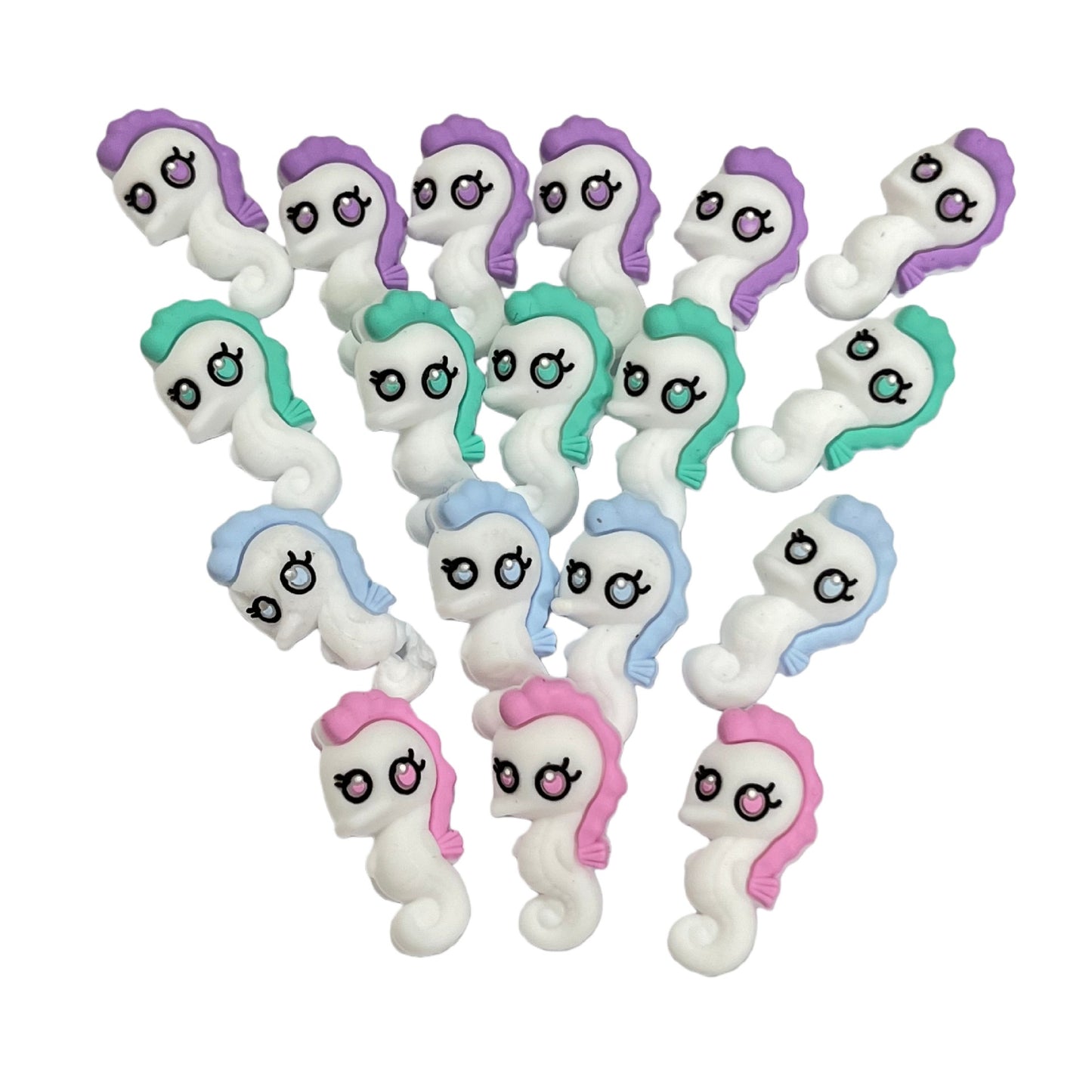 20Pcs Silicone 3D Focal Beads Cartoon Colored Seahorse Side Profile 2