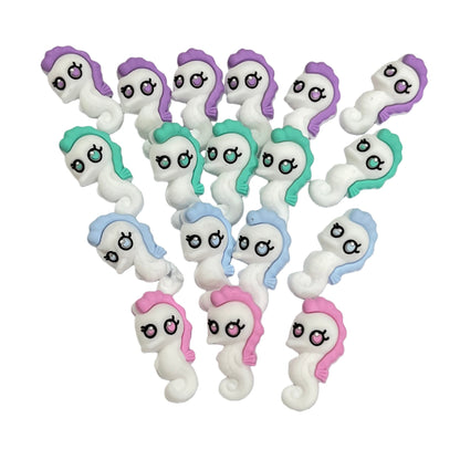 20Pcs Silicone 3D Focal Beads Cartoon Colored Seahorse Side Profile 2