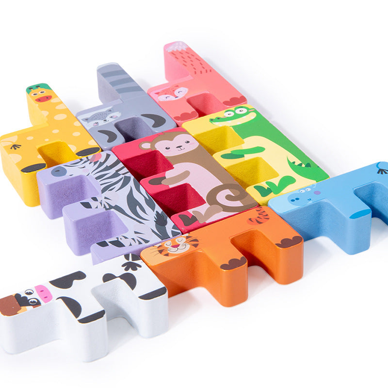 Wooden Animal Building Blocks Educational Toy for Kids 3