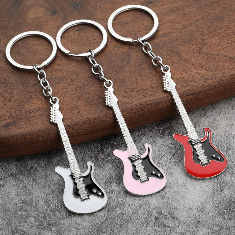 Metal Guitar Keychain Zinc Alloy Music Charm Accessory