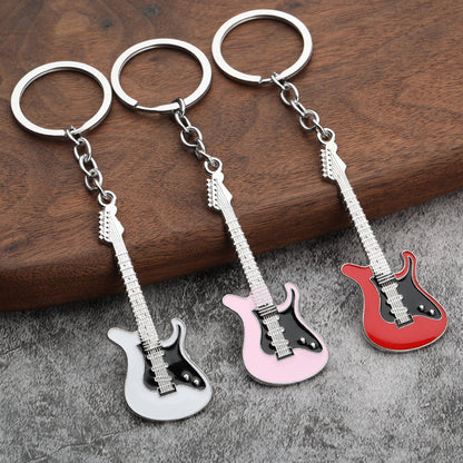Metal Guitar Keychain Zinc Alloy Music Charm Accessory