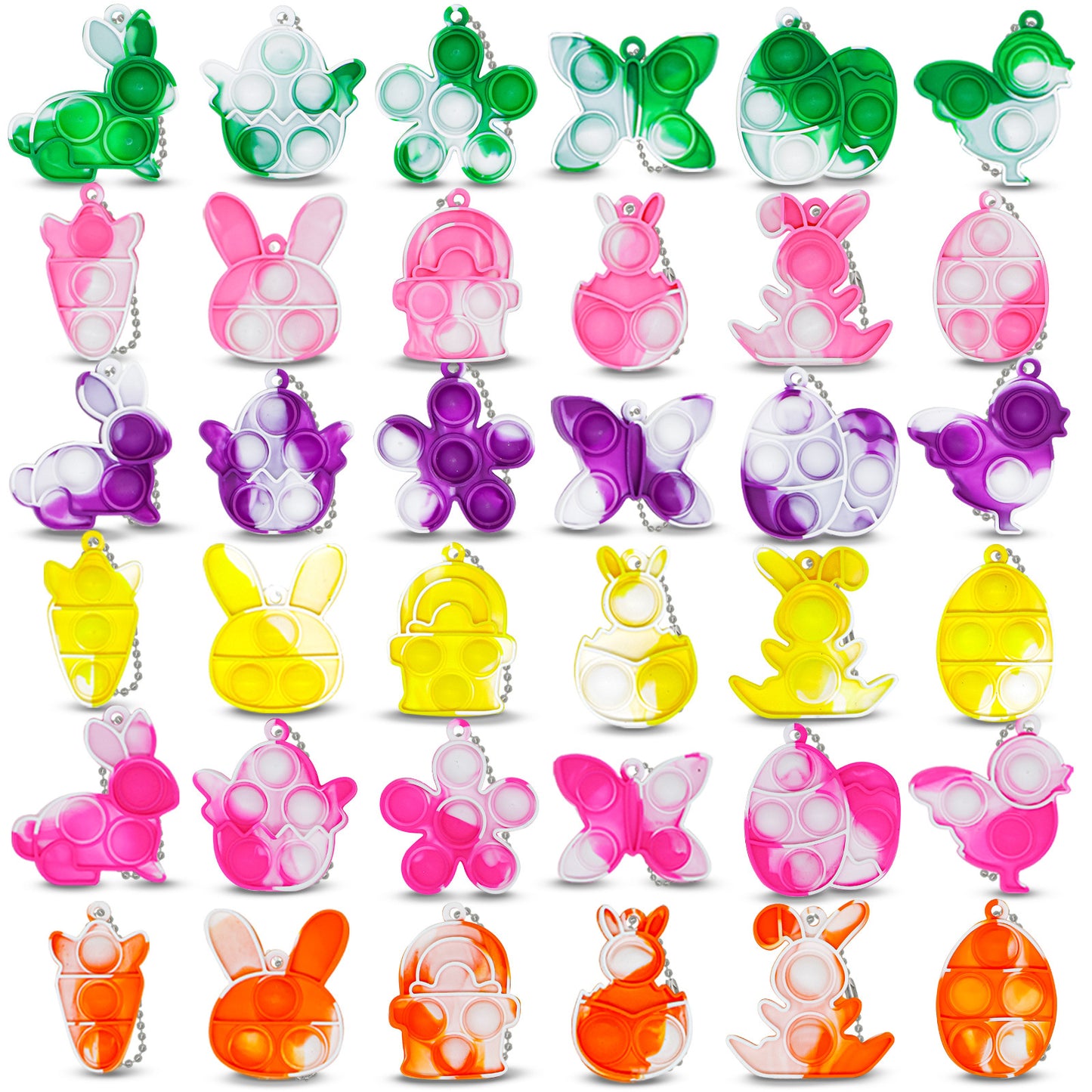 Silicone Pop It Fidget Toy Easter Theme Keychain Sensory Toy
