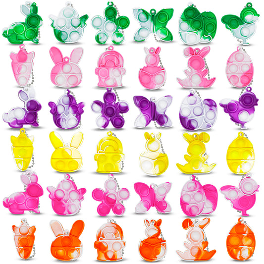 Silicone Pop It Fidget Toy Easter Theme Keychain Sensory Toy