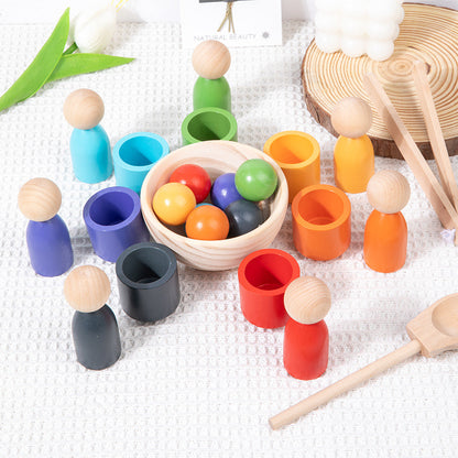 Wooden Montessori Toys 7-Color Ball Classification Cup Sorting Toy 4