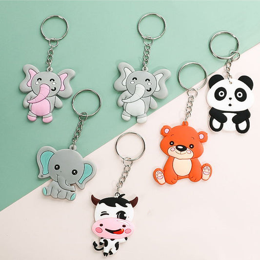 Cute Animal Silicone Bead Keychain Soft Rubber Charm
