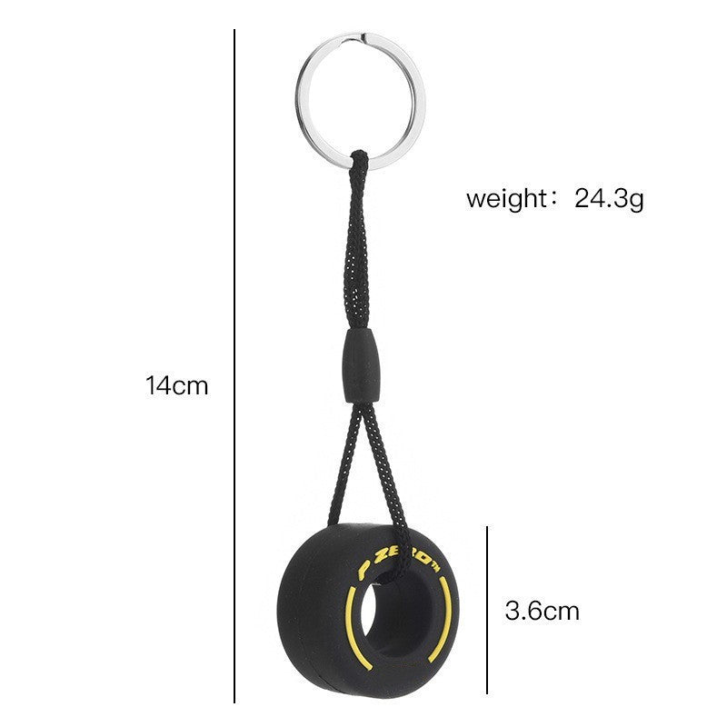 PVC Tire Keychain Car Accessory 14cm x 3.6cm Size 4