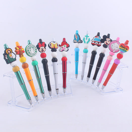Cartoon Pattern Silicone Beaded Pens Handmade Novelty Pen Gift