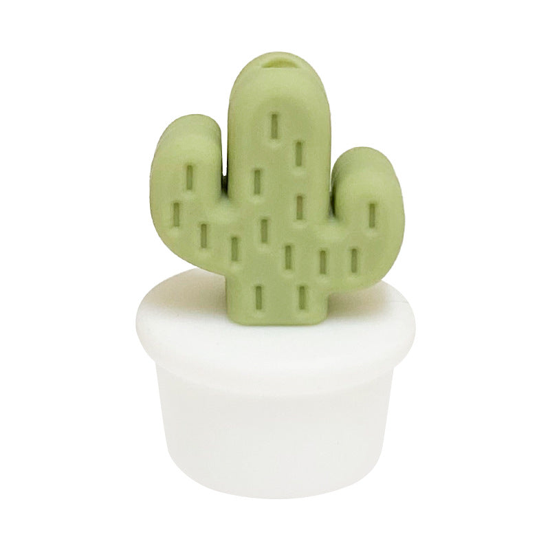 20Pcs Silicone 3D Focal Beads Flowerpot Cactus Fleshy with Colorful Pots 23