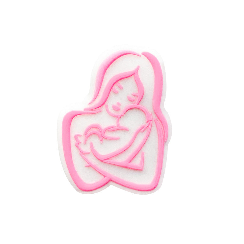 20pcs Silicone Focal Beads Mom and Baby Outline Design 4