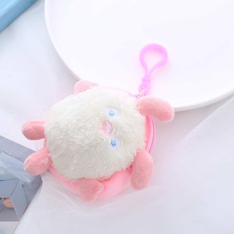 Cartoon Plush Monster Keychain Cotton Coin Purse Charm 9