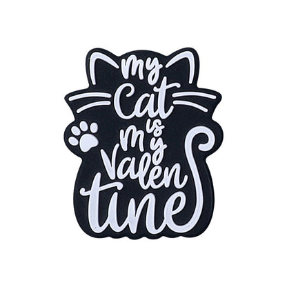 Silicone Focal Beads Cat Theme I Love Cats Text Design 8