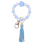 Flower Silicone Bead Wristlet Keychain with PU Leather Tassel 12