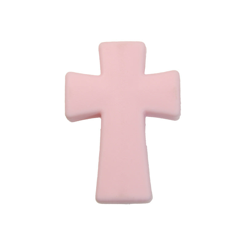 20pcs Silicone Focal Beads Printed Cross With Varied Color Patterns 23