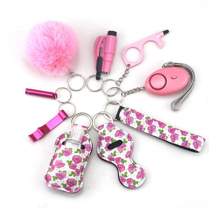 Outdoor Self Defense Alarm Whistle Pompom Keychain 10 Pack 25