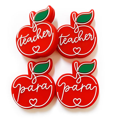 20Pcs Silicone Focal Beads Teacher Red Apple Letter Design 2