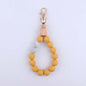 Wood Hexagon Silicone Bead Wristlet Keychain with Wooden Accent 9