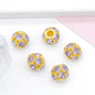 50pcs 8mm Metal Hollow Rhinestone Spacer Beads Silver and Gold 21