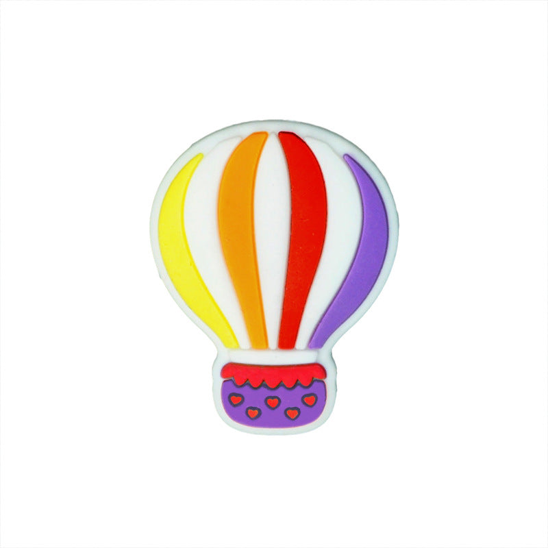 20pcs Silicone Focal Beads Hot Air Balloon Striped Design 7