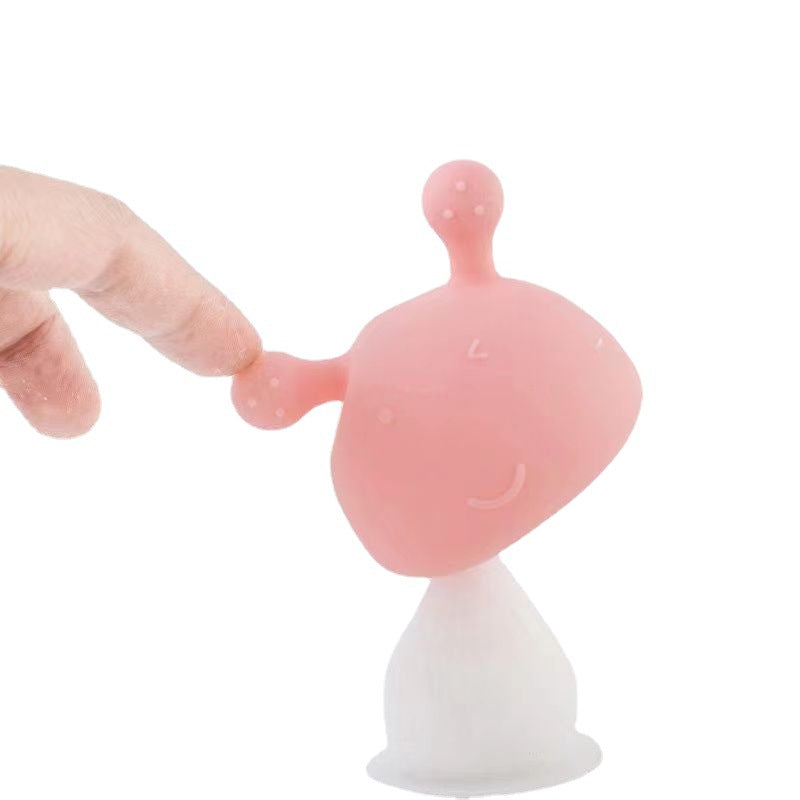 Silicone Mushroom Shaped Baby Teething Toy with Ringing Bell 5