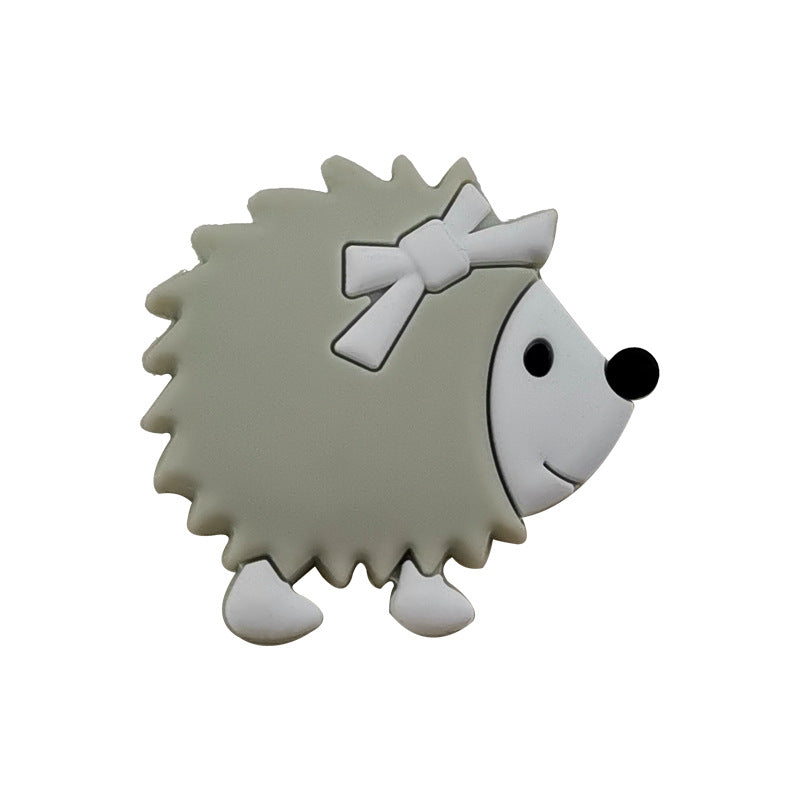 20pcs Silicone Focal Beads Hedgehog Side Profile with Bow 8