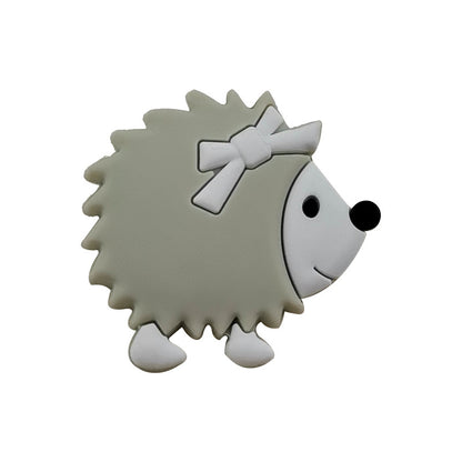20pcs Silicone Focal Beads Hedgehog Side Profile with Bow 8