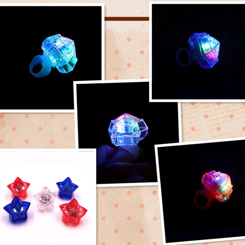Five-Pointed Star LED Light Up Rings US Independence Day 24pcs 2