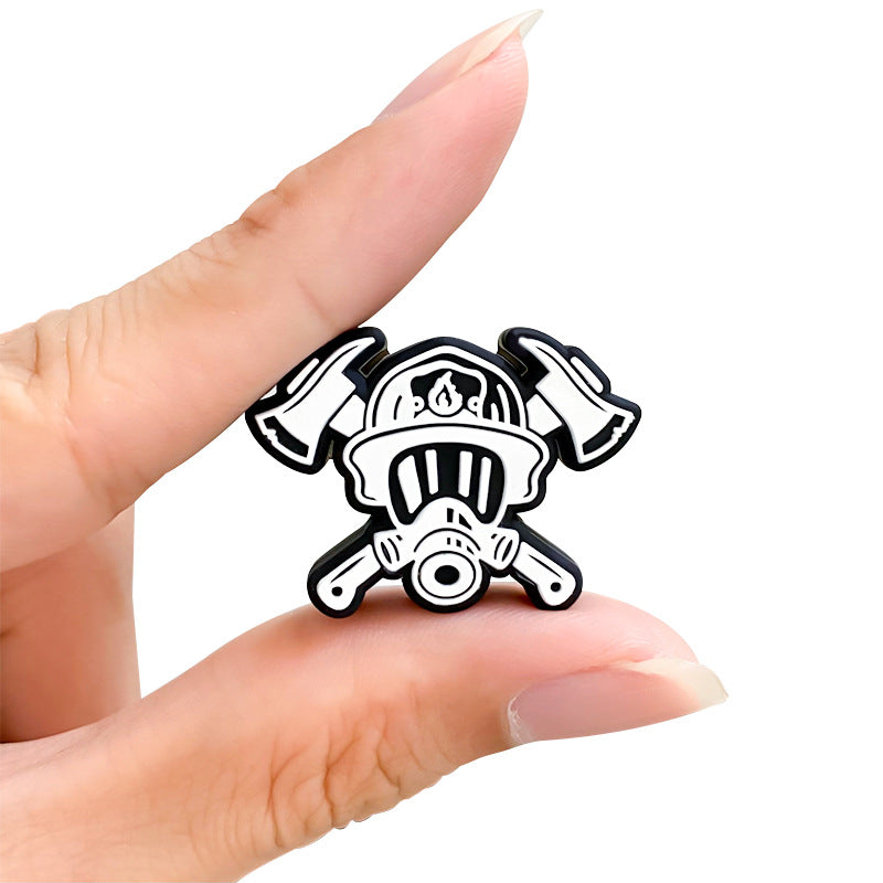 20Pcs Silicone Focal Beads Fire Hydrant Crossed Axes Design 5