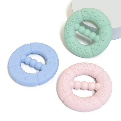 Silicone Baby Teething Ring Hand Grasping Teether Toy 5