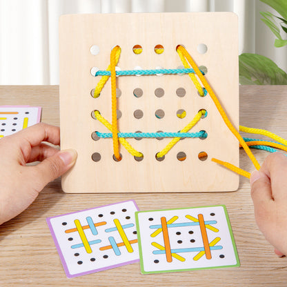Wooden Double Battle Pattern Rope Montessori Toys for Kids 4