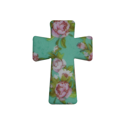 20pcs Silicone Focal Beads Printed Cross With Varied Color Patterns 8