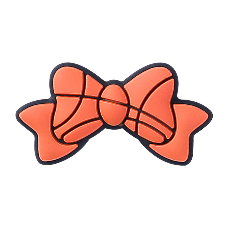 Silicone Focal Beads Sports Bow Shape with Detailed Stitching 7