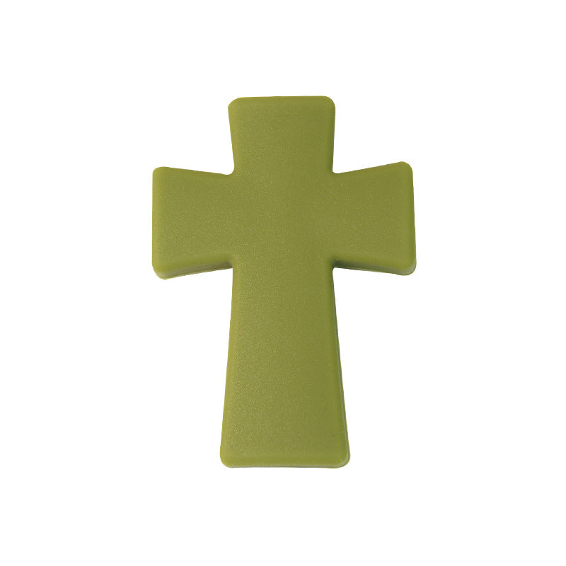 20pcs Silicone Focal Beads Printed Cross With Varied Color Patterns 19