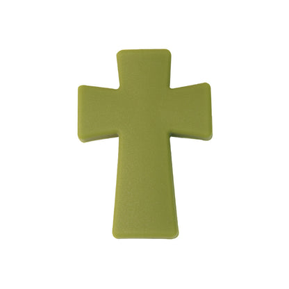 20pcs Silicone Focal Beads Printed Cross With Varied Color Patterns 19