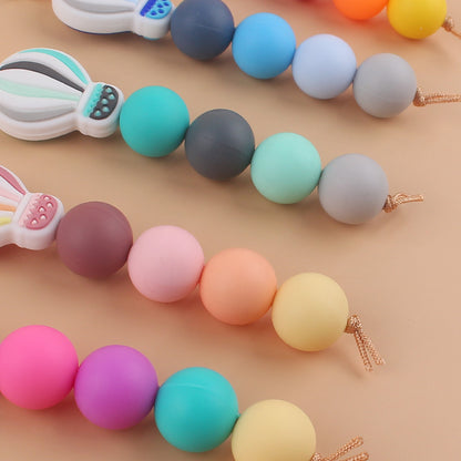 Hot Air Balloon Silicone Bead Keychain with Lobster Clasp Charm 3
