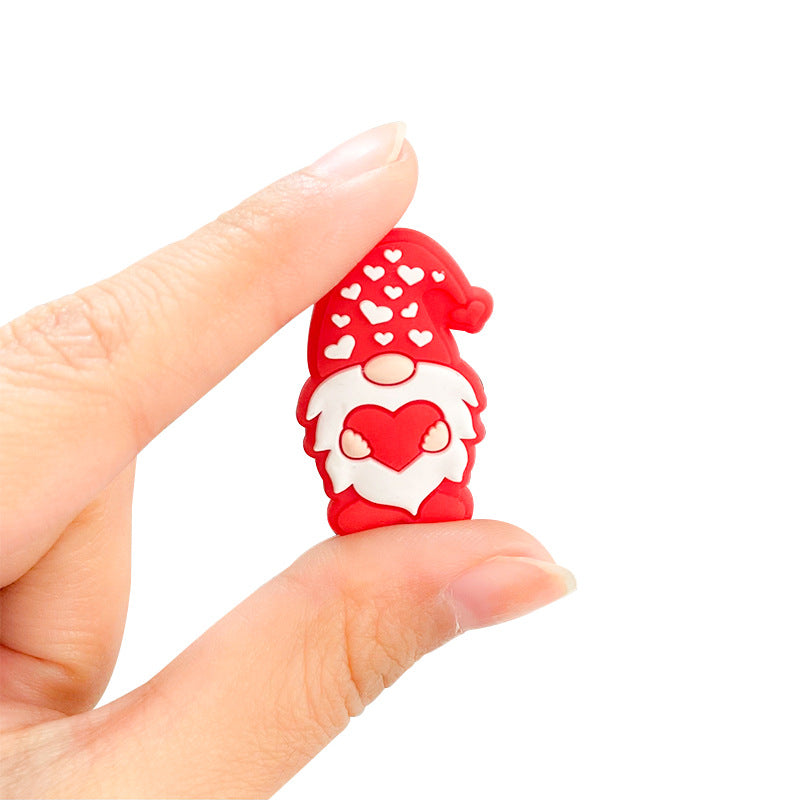 20pcs Silicone Focal Beads Santa Claus Holding Heart 2