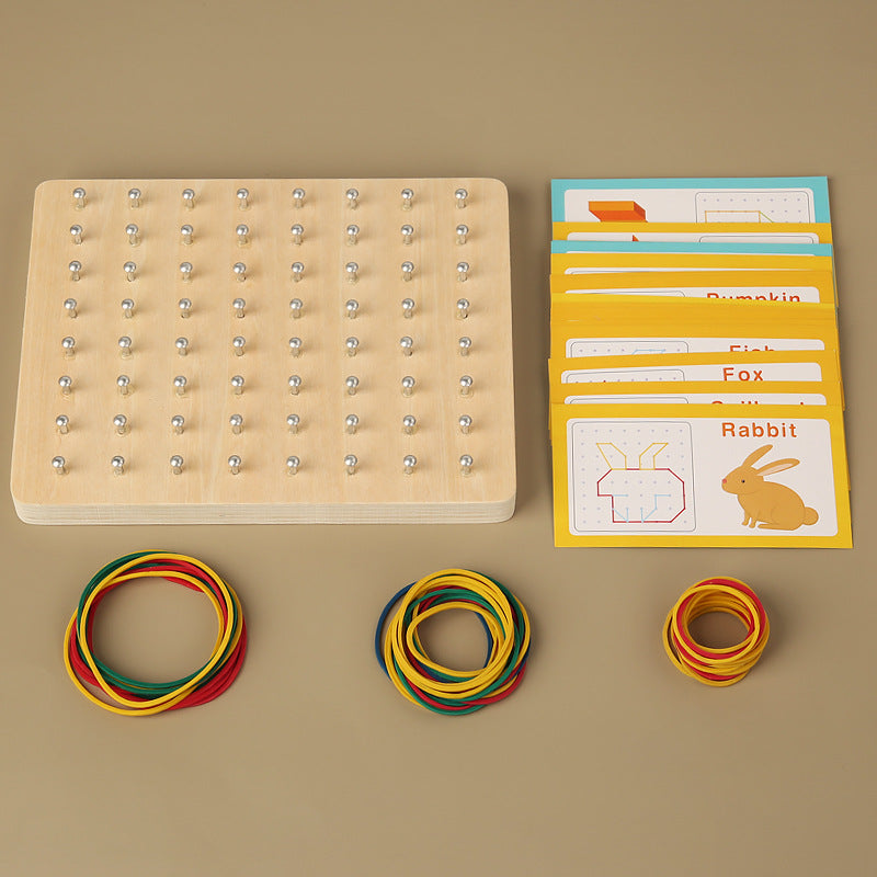 Wooden Montessori Toys Geometric Nail Plate for Toddlers 5
